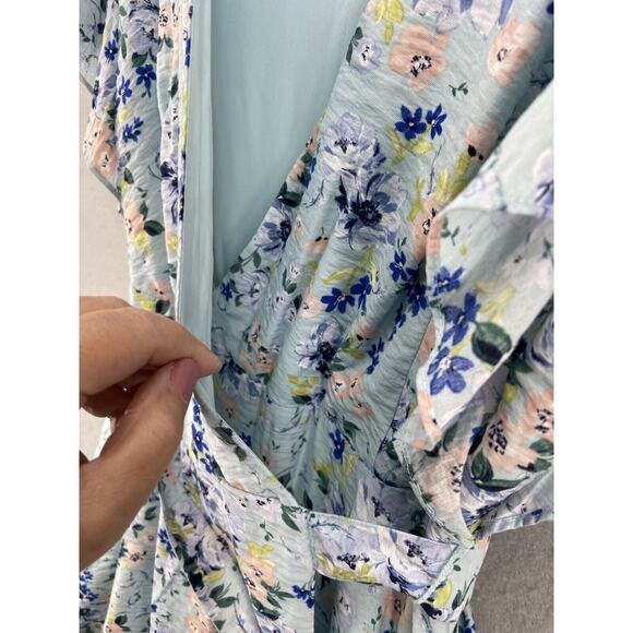 BCBGeneration Dress Womens Sz 12 Blue‎ Floral Wrap Hi Low Knee Length - Picture 7 of 12
